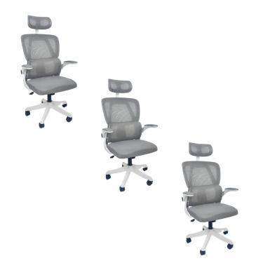 Imagem de Kit 3 Cadeiras de Escritório Oficial Legacy Cinza