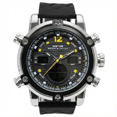 Imagem de Relógio Masculino Weide AnaDigi WH-5205 Prata e Preto e Amarelo-Masculino