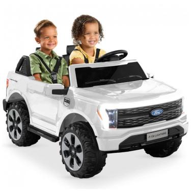 Imagem de Carro Elétrico Infantil Best Choice Products Ford F-150 Lightning 24V Branco, 2 Lugares, com Controle Remoto e Bluetooth, Capacidade de 60