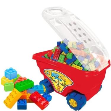 Imagem de Carrinho Com Blocos De Montar 48 Peças Infantil De Brinquedo Coloridos