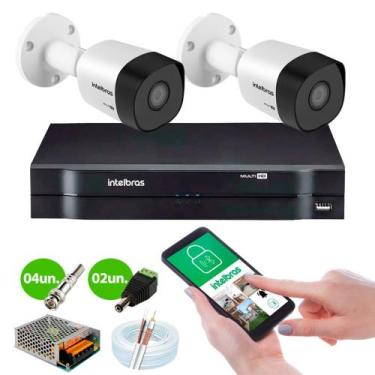 Imagem de KIT Intelbras 2 Câmeras HD + DVR Intelbras 1104 + Acessórios + App Mon