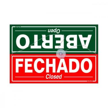 Imagem de Placa Sinalizacao Poliestireno 10X320 ''Aberto/Fechado Com Fio De Nylo
