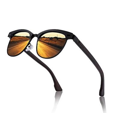 Imagem de Óculos de Sol Feminino Browline HU WOOD Hastes de Madeira Polarizado com Proteção UV400 (C1)