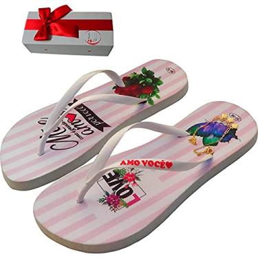 Imagem de KIT . Chinelo feminino COMAMOR máxima qualidade ! Chinelos c/dedicatoria. Novidade! + Tornozeleira +Embalagem top para presente!