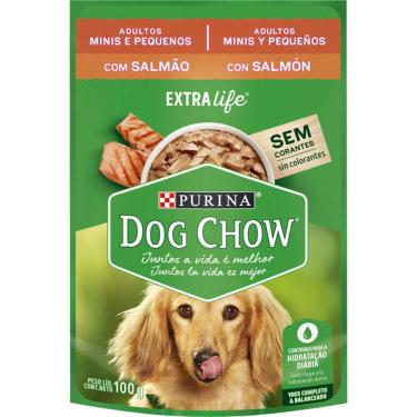 Imagem de Ração Úmida Nestlé Purina Dog Chow Sachê Salmão para Cães Adultos Raças Minis e Pequenas - 100 g