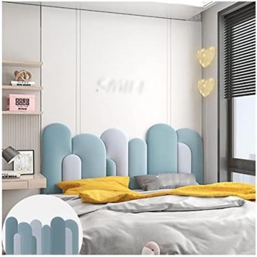 Imagem de Papel De Parede De Almofada Macia Anti-colisão, Cabeceira Estofada Montada Na Parede, Estofamento Descascado E Colado, Para Cabeceiras De Cama Com Revestimento De Parede,Azul,56x120cm,Pleasant63