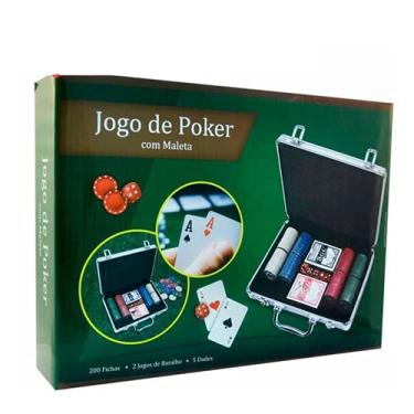 Imagem de Jogo De Poker Maleta 200 Fichas Numeradas 2 Baralhos 5 Dados