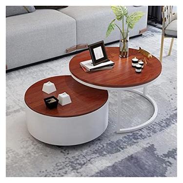 Imagem de FIONEL Mesa lateral mesa de centro pequena mesa de centro casa sala de estar ferro madeira redonda mesa de centro mesa de centro para sala de estar (cor: ouro)