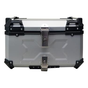 Imagem de Bau Moto Traseiro 65 Litros Universal Aluminio Anti-roubo Nf (Prata)