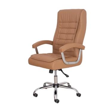 Imagem de Cadeira Escritório Big Presidente Caramelo Mola Ensacada Base Giratória Cromada Altura Ajustável
