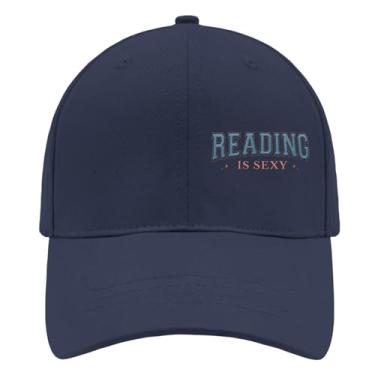 Imagem de Boné de beisebol Reading is Sexy Trucker Hat para adolescentes retrô bordado snapback, Azul marino, Tamanho Único