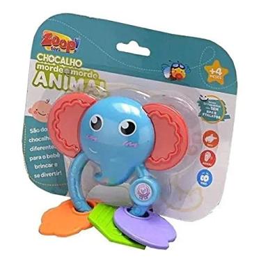Imagem de Chocalho Morde Morde Animal Elefante Multicor Zoop Toys