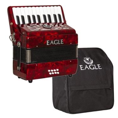 Imagem de Acordeon Eagle Ega8B Vermelho 8 Baixos 22 Teclas Capa Bag