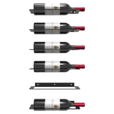 Imagem de Cokritsm Rack de vinho montado na parede, suporte de garrafa de vinho de metal preto, suporte de garrafa de vinho para pendurar na parede, suporte de parede para garrafas de vinho padrão para bar