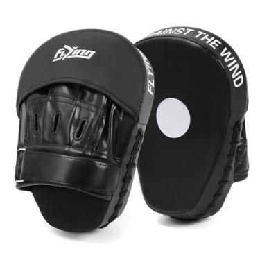Imagem de Luvas de boxe com foco curvo para homens, mulheres, almofadas de boxe de couro para artes marciais, treinamento de boxe, luvas curvadas para karatê, kickboxing, muay thai, taekwondo (preto/branco)