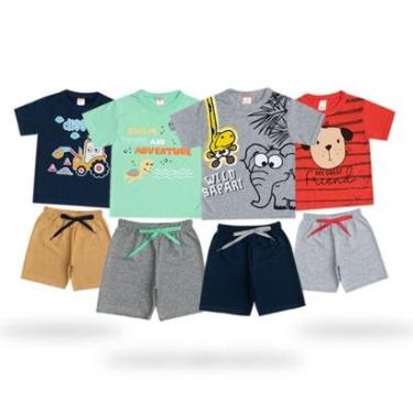 Imagem de Kit 8 Peças Roupa Calor Infantil Menino Atacado 1 a 8 Lote com 4 Conjuntos Masculinos-Masculino