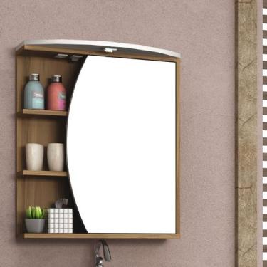 Imagem de Armário Para Banheiro Aéreo 01 Porta Com Espelho E Led Duna 60cm Móvei