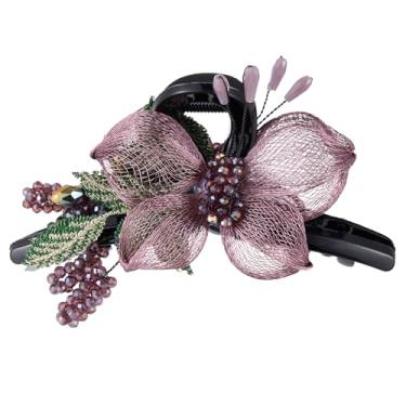 Imagem de Acessórios de cabelo tecidos à mão de fio de cobre - presilhas de flores elegantes para meninas, cabelo fino e grosso, presentes de dia das mães (rosa)