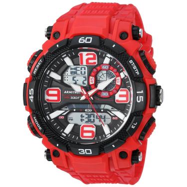Imagem de Relógio masculino Armitron Sport analógico e digital com pulseira de resina, Vermelho