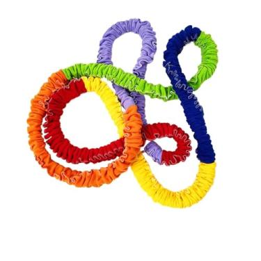 Imagem de Dynwave Corda cooperativa da tração dos esportes da faixa do estiramento, rebocador elástico colorido do velo, faixa exterior da resistência dos brinquedos, 6 metros