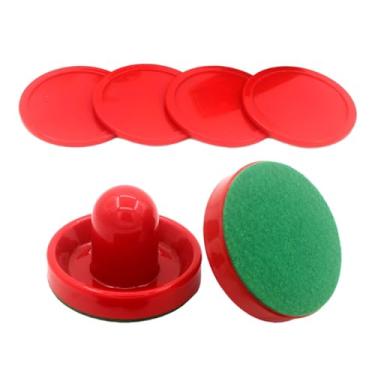 Imagem de Colaxi Empurradores de air hockey e discos de air hockey, empurradores de objetivo, acessórios de substituição de feltro para equipamentos de mesas de air, 2 empurradores vermelhos