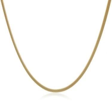 Imagem de Colar Choker Flexível Rabo de Rato Semi Joia Banhada a Ouro 18k Corrente 40 cm com Extensor Design Sofisticado e Versátil