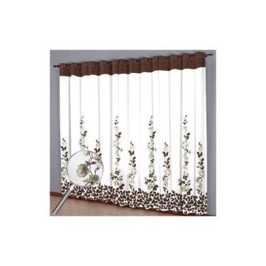 Imagem de Cortina para Varão Donna 220x240 cm Luxo Valência Marrom e Bege