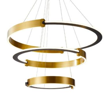 Imagem de Lustre Pendente Nordecor Uoli 2574 Preto-ouro Fosco Led Bivolt