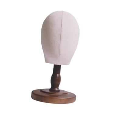 Imagem de menolana Cabeça de manequim, suporte para perucas, suporte para chapéus, suporte para perucas, suporte para cabeças de manequim de tecido, 32cm