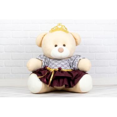 Imagem de URSO DE PELUCIA GIGANTE 48 CM - DECORAÇÃO (PRINCESA PETIT COM RENDA - MARSALA)