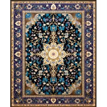 Imagem de Tapete vintage para sala de estar, tapete americano de luxo de alta qualidade para quarto, sofá, mesa, tapete grande para sala de estar, flanela 10.200 x 250 cm 78,7 x 98 pol.