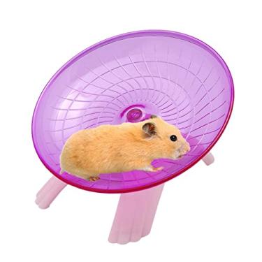 Imagem de Awtang Hamster Disco voador roda de exercício Silence Quite Spinner para ratos gerbil, chinchilas, porquinho-da-índia, esquilo, animal pequeno, rosa