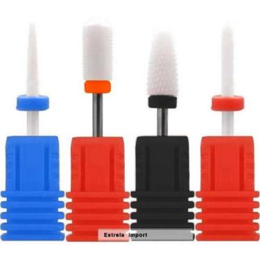 Imagem de Kit 04 Brocas Cerâmica Acabamento Não Esquenta Gel Unhas - oem