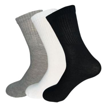 Imagem de Kit 3 Pares de Meias Compramais Cano Médio Algodão Sortidas - QLC SPOR