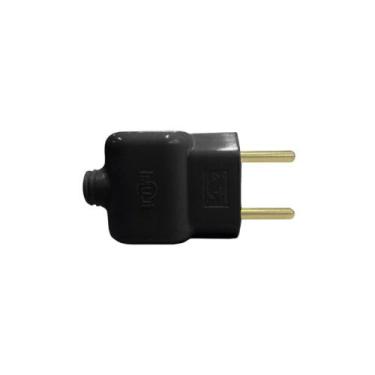 Imagem de Plug Tomada Pino Macho Prensa Cabo Fio 2P Preto 20A 250V - Ilumi