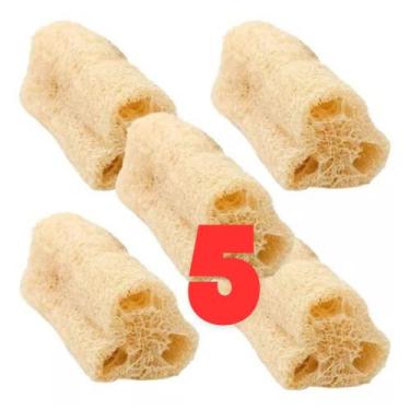 Imagem de 5 Esponjas Bucha Vegetal Natural Limpeza Profunda Esfoliaçao 14 cm x 3
