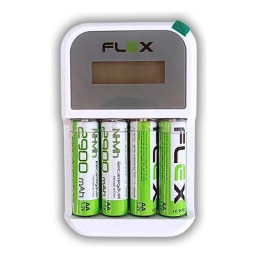 Imagem de Carregador De Pilha + 4 Pilhas Aa Recarregavel Display Led Automatico 