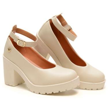 Imagem de Sapato Boneca Scarpin Feminino Tira Tornozelo Removível Salto Baixo Tr