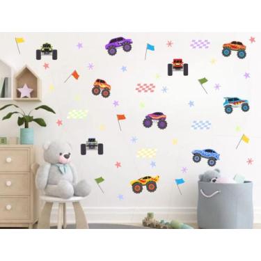Imagem de Adesivo de Parede Carros Truck mini Racing Faixa Monster - Adesivos Ki