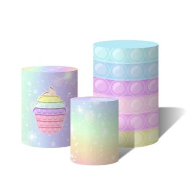 Imagem de Trio de Capas Cilíndricas Versátil Pop It Colorido Candy Cupcake c/ El