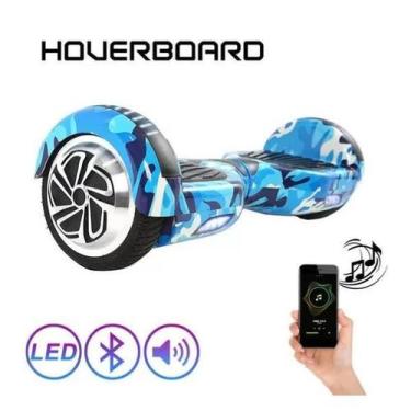 Imagem de Hoverboard Skate Elétrico 6.5 AzuL Camuflado Led Bluetooth com bolsa d