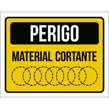 Imagem de Placa Perigo Material Cortante Concertina Sinalização 27X35 - Sinalizo