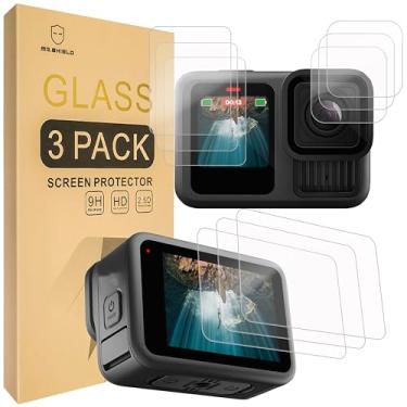Imagem de Mr.Shield Protetor de tela compatível com GoPro Hero 13 [traseira + lente + frontal] pacote com 3 [9 peças] [vidro temperado] [vidro japonês com dureza 9H]