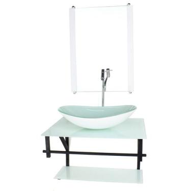Imagem de Gabinete de vidro para banheiro 60cm ap cuba oval  branco full com tor