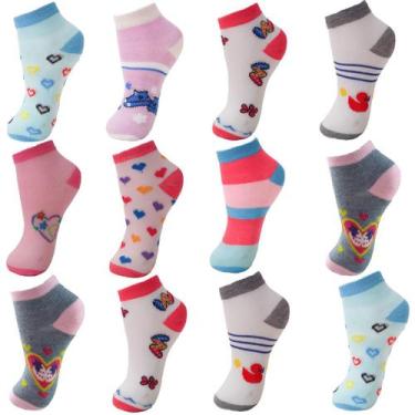 Imagem de Meia Infantil Menina Cano Curto Kit com 12 Pares - HR, 4-6 Anos