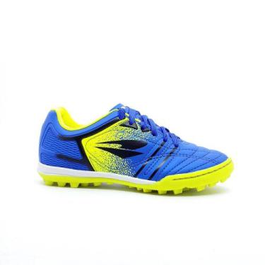 Imagem de Chuteira Dray Society Masculina 393, 35, Azul, Verde limao