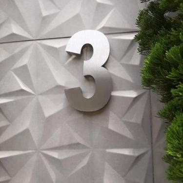 Imagem de Número residencial em aço inox 20cm Casa Portão 3d- Estoque disponível