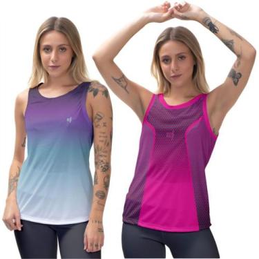 Imagem de Kit 2 Blusa Feminina Regata Fitness Esportiva Cavada Térmica - Efect, 