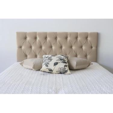Imagem de Cabeceiras Estofada Casal 1.40m Painel Cor off white botoes cristal - 