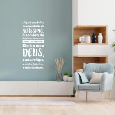 Imagem de Adesivo de Parede Salmo 91 Fé Religioso Ele é o Meu Deus, O meu Refúgi